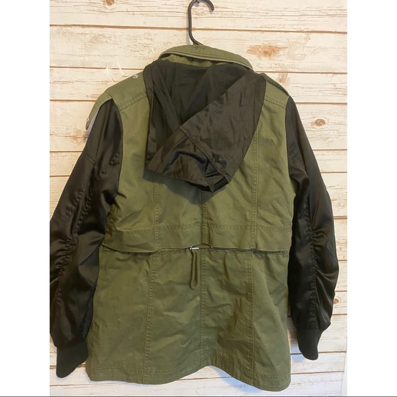 Express Utility Jacket Satin Sleeves Army Green - Picture 3 of 5